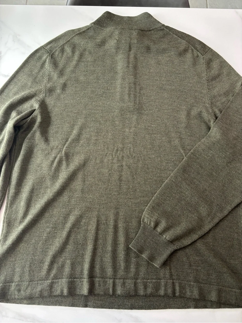 Joseph Abboud Olive Green Half-Zip Sweater 100% merino wool XXL
